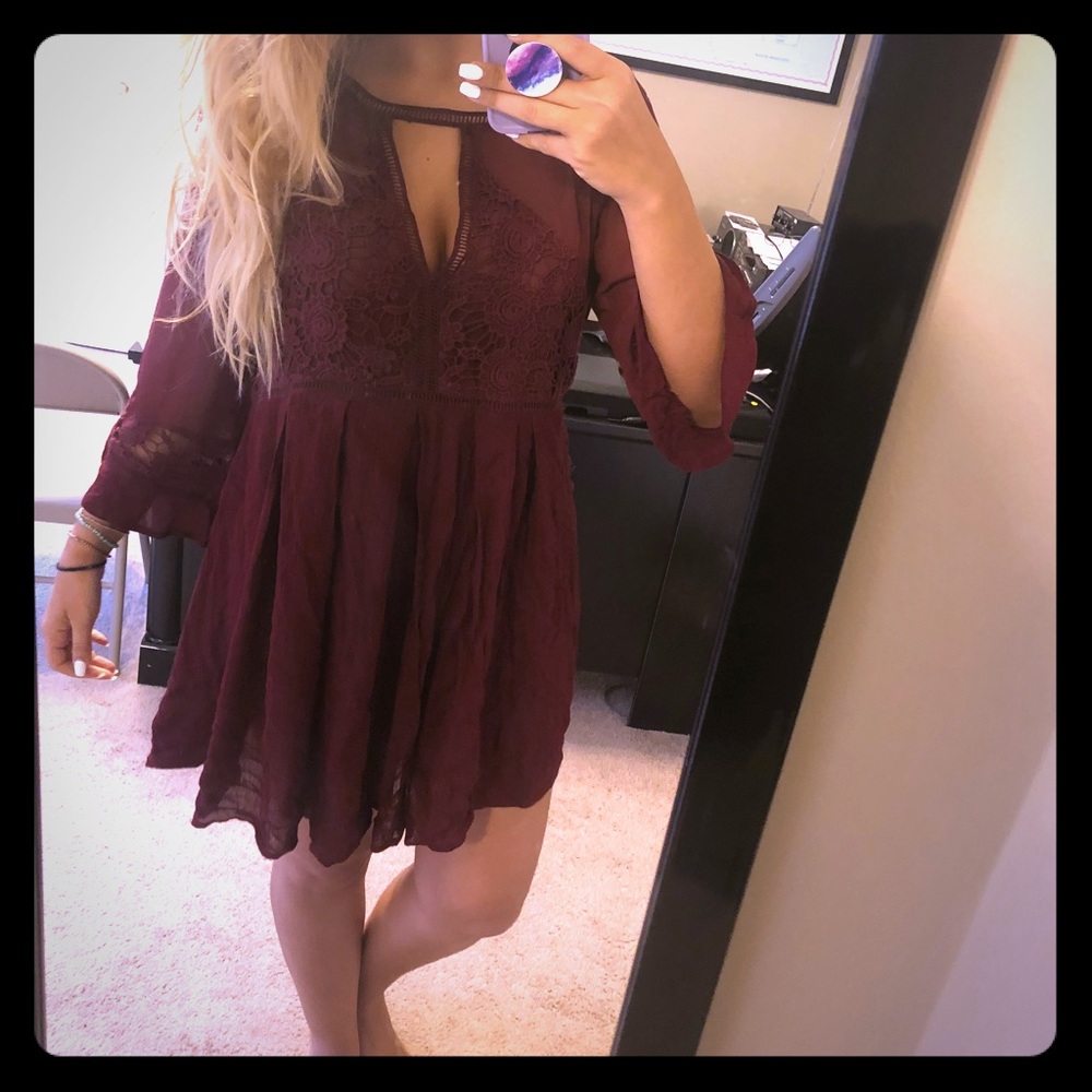 Burgundy Boho Dress